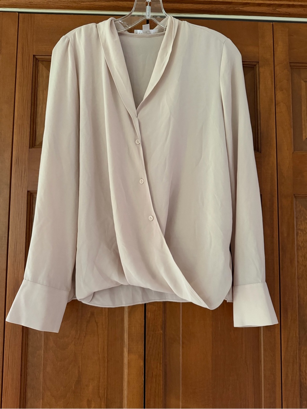 Chelsea28 Light Pink Draped Wrap-Style Blouse